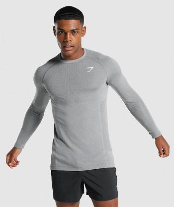 Men's Gymshark Vital Light Seamless Long Sleeve Grey | NZ_3376PJJ