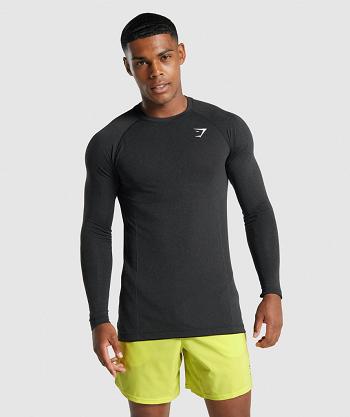 Men's Gymshark Vital Light Seamless Long Sleeve Black | NZ_3379DFM