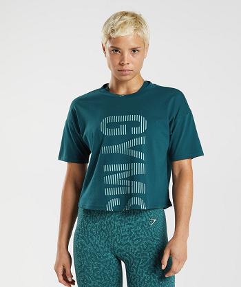 Women's Gymshark 315 Midi T Shirts Turquoise / Blue | NZ_4006HAP