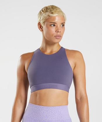 Women's Gymshark 315 Performance High Neck Sports Bra Purple / Purple | NZ_4061LIS