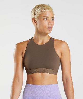 Women's Gymshark 315 Performance High Neck Sports Bra Brown / Brown | NZ_4066BEX