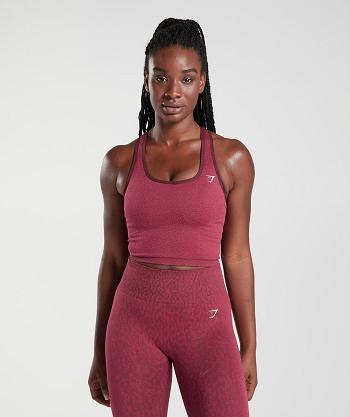 Women's Gymshark Adapt Animal Seamless Crop Tanks Pink Brown | NZ_3991MQZ