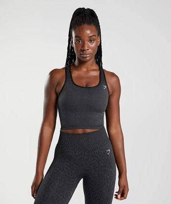 Women's Gymshark Adapt Animal Seamless Crop Tanks Black | NZ_3992QMA