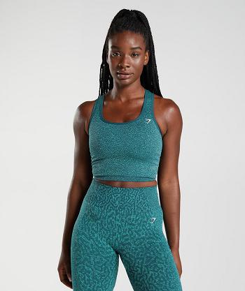 Women's Gymshark Adapt Animal Seamless Crop Tanks Turquoise | NZ_3993WNB
