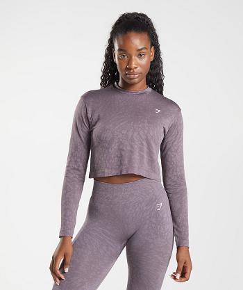 Women's Gymshark Adapt Animal Seamless Long Sleeve Purple | NZ_4273VRW