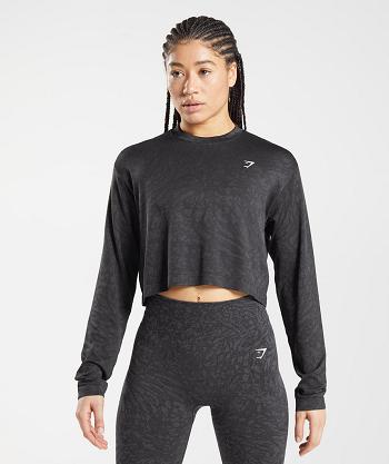 Women's Gymshark Adapt Animal Seamless Long Sleeve Black | NZ_4274BEX