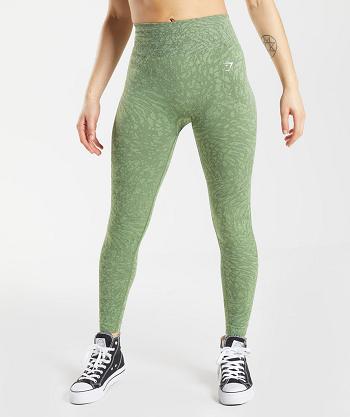Women's Gymshark Adapt Animal Seamless Leggings Green | NZ_4856AHK