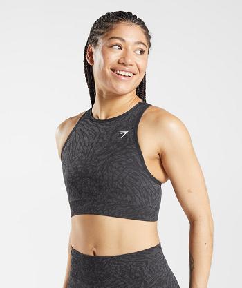 Women's Gymshark Adapt Animal Seamless Sports Bra Black | NZ_4228RVD