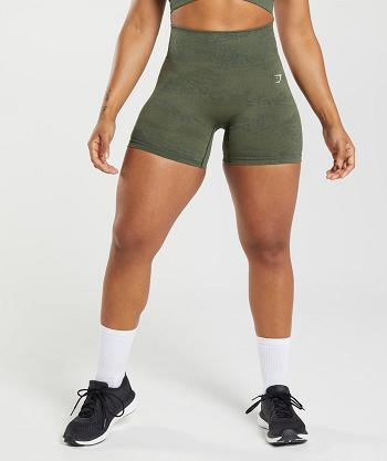 Women's Gymshark Adapt Camo Seamless Shorts Olive / Olive | NZ_4616QMA