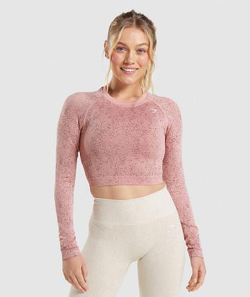 Women's Gymshark Adapt Fleck Seamless Long Sleeve Pink | NZ_4249BEX