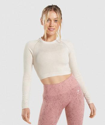 Women's Gymshark Adapt Fleck Seamless Long Sleeve White | NZ_4256DFM