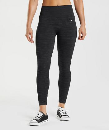 Women's Gymshark Adapt Marl Seamless Leggings Black / Grey | NZ_4719MQZ
