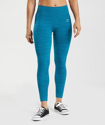 Women's Gymshark Adapt Marl Seamless Leggings Blue / Dark Grey Blue | NZ_4720QMA