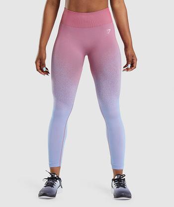Women's Gymshark Adapt Ombre Seamless Leggings Rose Pink / Light Blue | NZ_4770NWY