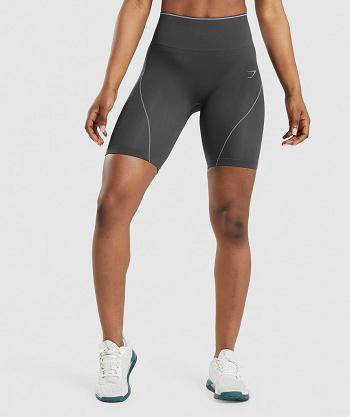Women's Gymshark Apex Seamless High Rise Short Shorts Black Grey / Lavender Blue | NZ_4597OKI