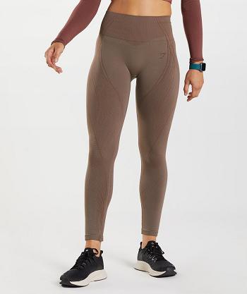 Women's Gymshark Apex Seamless Leggings Brown / Pink Brown | NZ_4809FDN
