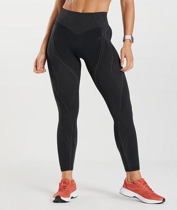 Women's Gymshark Apex Seamless Leggings Black / Black Grey | NZ_4833DFM