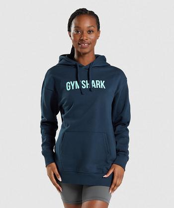 Women's Gymshark Apollo Oversized Hoodie Navy | NZ_4303MQZ