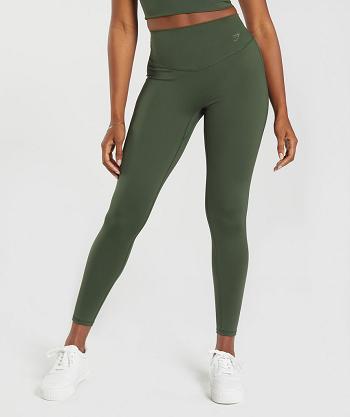 Women's Gymshark Elevate Leggings Olive | NZ_4842CTV