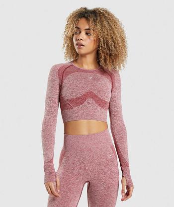 Women's Gymshark Flex Sports Long Sleeve Burgundy | NZ_4235AHK