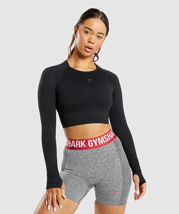 Women's Gymshark Flex Sports Long Sleeve Black | NZ_4265GSO