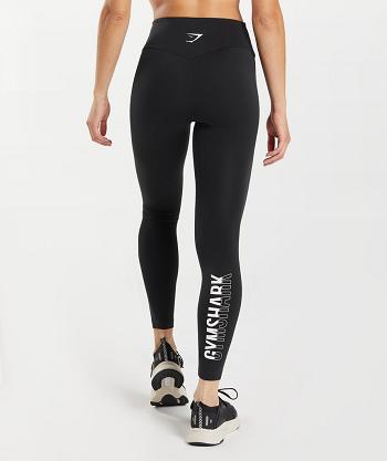 Women's Gymshark Fraction Leggings Black / White | NZ_4832SGL