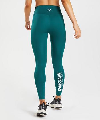 Women's Gymshark Fraction Leggings Turquoise | NZ_4837JPQ