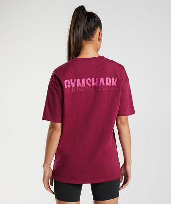 Women's Gymshark Fraction Oversized T Shirts Pink | NZ_4042NWY