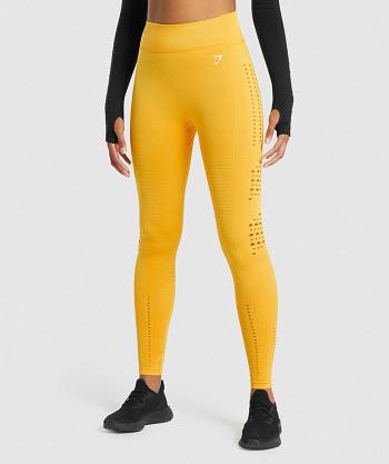 Women's Gymshark Glow Seamless Tights Leggings Yellow | NZ_4752ILH