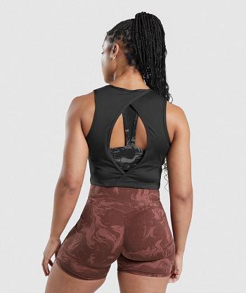 Women's Gymshark Gs Power Open Back Cropped Tanks Black | NZ_3935CTV