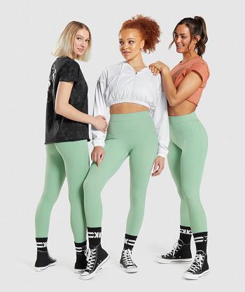 Women's Gymshark Kk Fit 7/8 Leggings Green | NZ_4725FDN
