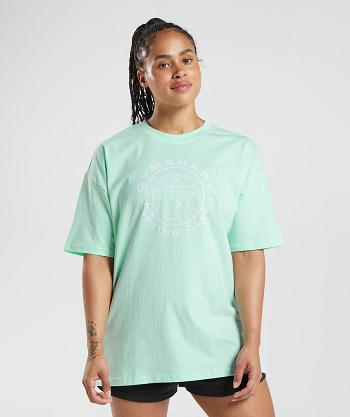 Women's Gymshark Legacy Oversized T Shirts Blue | NZ_4014BEX