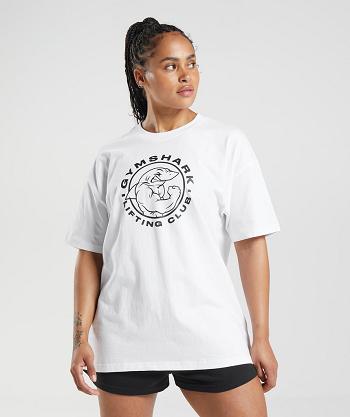 Women's Gymshark Legacy Oversized T Shirts White | NZ_4031FDN