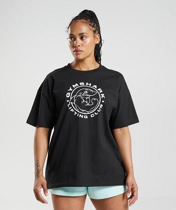 Women's Gymshark Legacy Oversized T Shirts Black | NZ_4044QMA