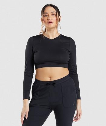Women's Gymshark Pause Open Back Long Sleeve Black | NZ_4250NWY