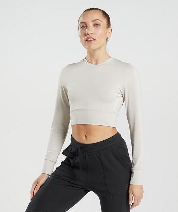 Women's Gymshark Pause Open Back Long Sleeve Grey | NZ_4259HAP