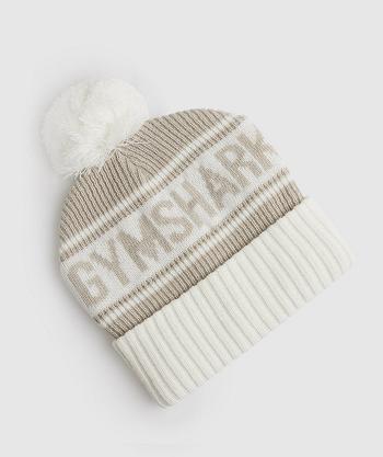 Women's Gymshark Pom Beanie Hats Grey / White | NZ_4954HAP