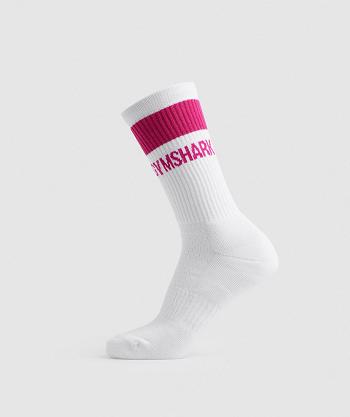 Women's Gymshark Premium Jacquard Single Socks White / Pink | NZ_4925SGL