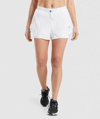 Women's Gymshark Pulse 2 In 1 Shorts White | NZ_4575DFM
