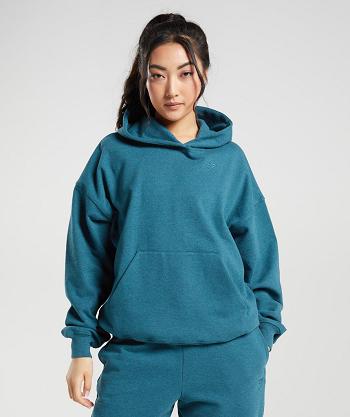 Women's Gymshark Rest Day Sweats Hoodie Grey Blue | NZ_4312JPQ