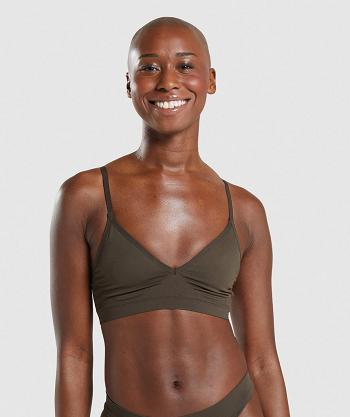 Women's Gymshark Seamless Low Neck Bralette Brown | NZ_3918YXF
