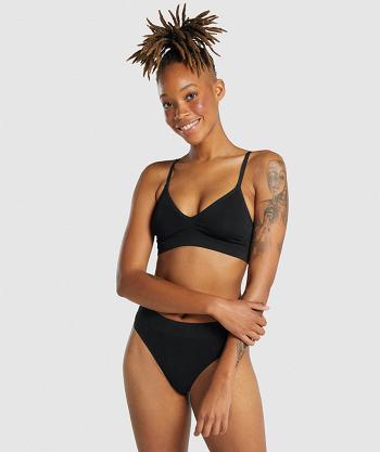 Women's Gymshark Seamless Low Neck Bralette Black | NZ_3919UZG