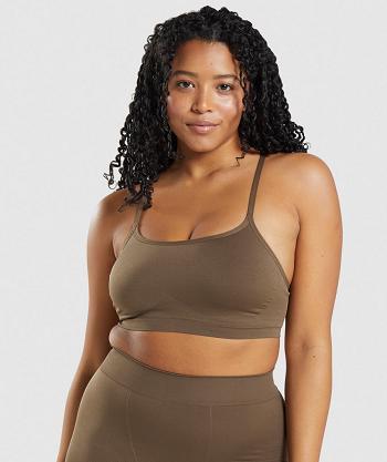 Women's Gymshark Seamless Scoop Neck Bralette Brown | NZ_3915EBC