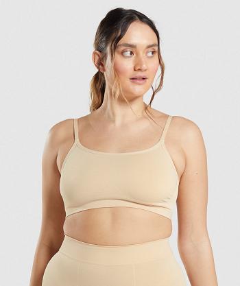 Women's Gymshark Seamless Scoop Neck Bralette Light Brown | NZ_3916RVD