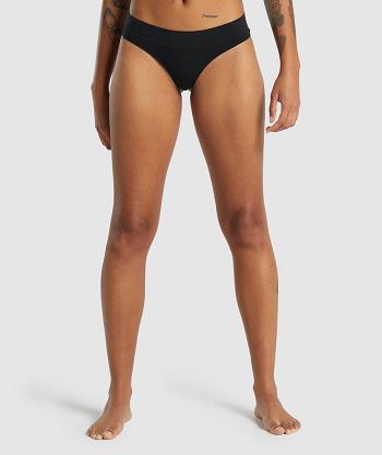 Women's Gymshark Seamless Thong Black | NZ_3910BEX