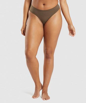 Women's Gymshark Seamless Thong Brown | NZ_3909VRW