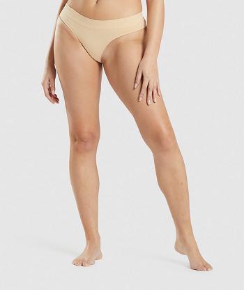 Women's Gymshark Seamless Thong Light Brown | NZ_3908CTV