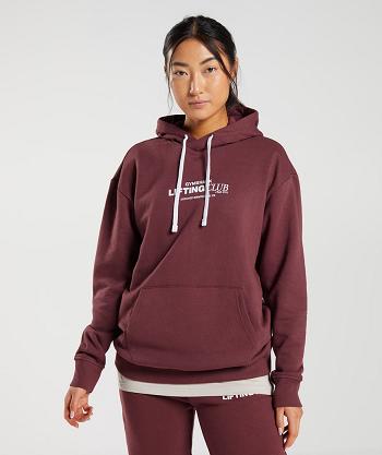 Women's Gymshark Social Club Oversized Hoodie Pink Brown | NZ_4333TCE