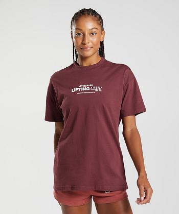 Women's Gymshark Social Club Oversized T Shirts Pink Brown | NZ_4049FDN