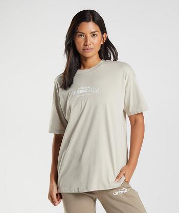 Women's Gymshark Social Club Oversized T Shirts Grey | NZ_4051HAP
